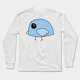 Cute Blue Bird Pattern on White Background Long Sleeve T-Shirt